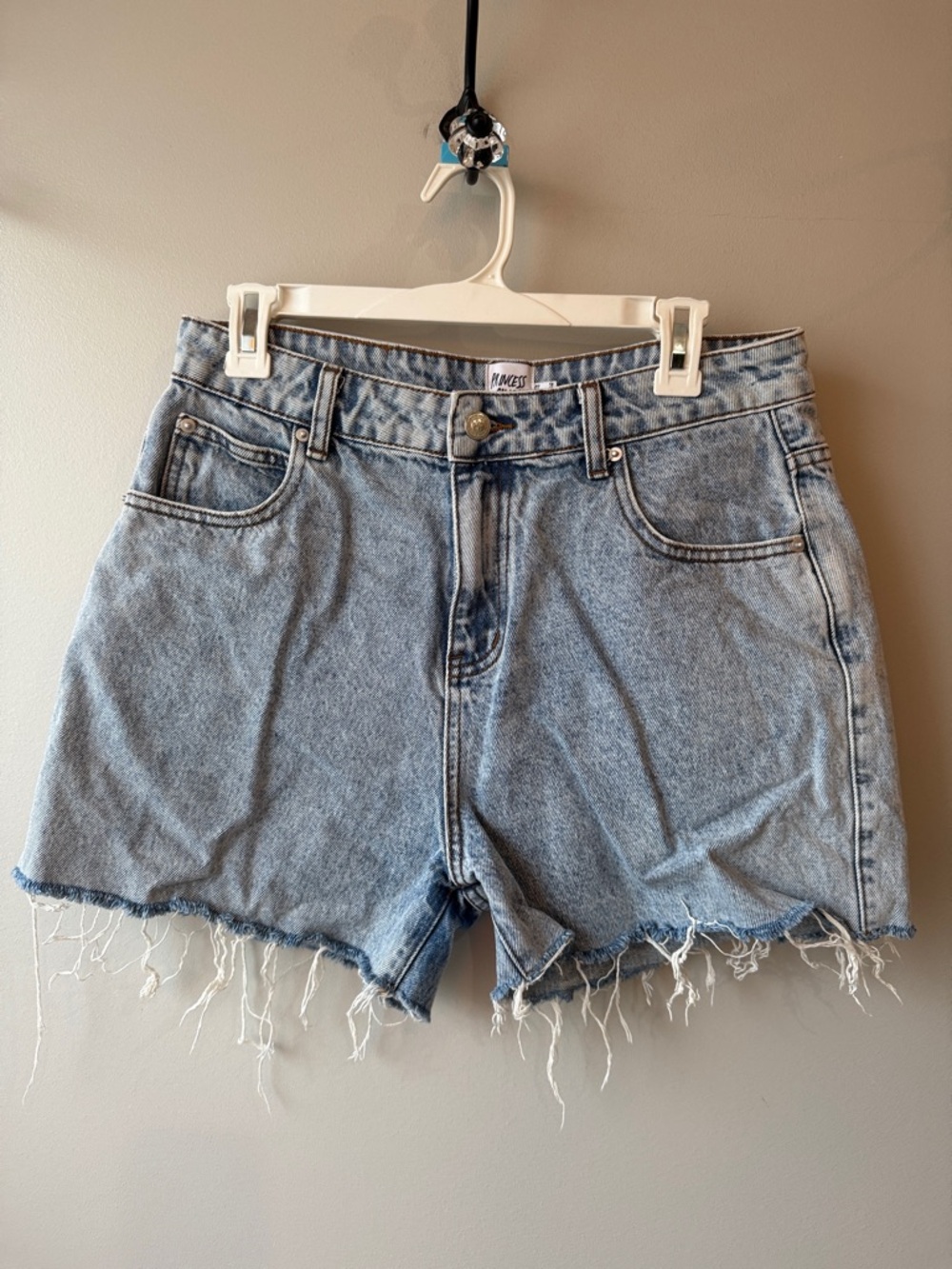 Princess Polly Light Blue High-Rise Denim Cutoff Shorts